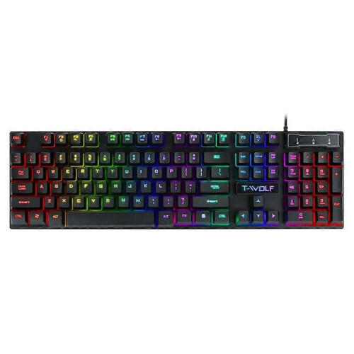 T-WOLF T20 USB Wired Gaming Keyboard with Colorful Backlit Ergonomic Mechanical Keyboard