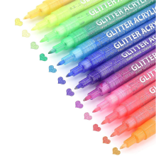 Canetas de tinta glitter, 12 cores, autocontorno metálico