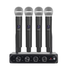 Sistema de microfone sem fio profissional UHF 4 canais