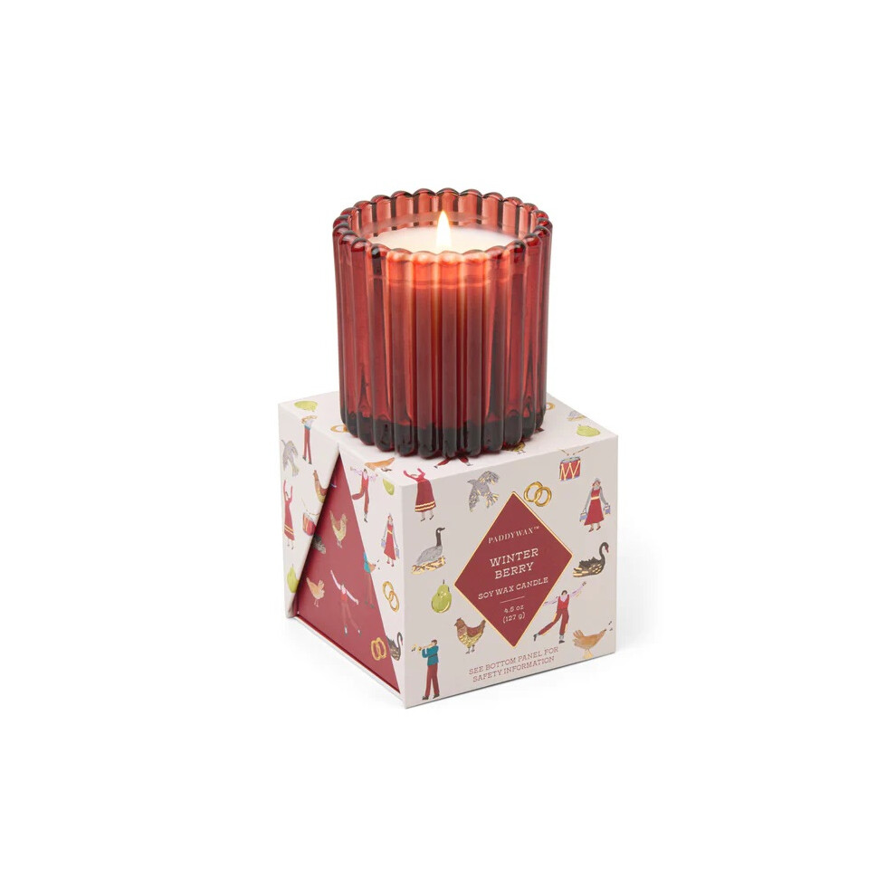 Paddywax Christmas Ribbed Glass Candle - Winter Berry