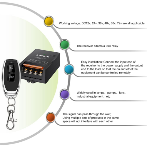 12v Remote Control Switch with 30A Relay,DC 72v 60 2