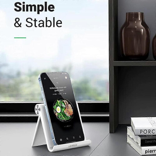 (White, Multicolor) UGREEN Adjustable Cell Phone Stand Hard Desktop Phone Desk Mount Holder-White 2