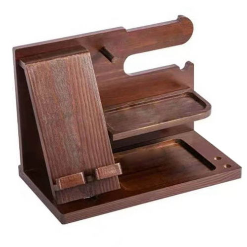 Suporte de mesa de madeira para carregamento de celular