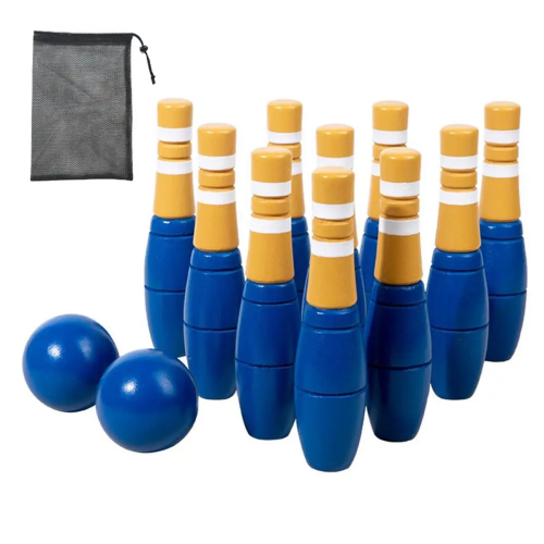 Bowling in legno per interni ed esterni, set per bambini Intera
