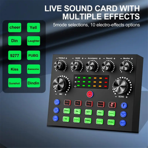 Mixer de áudio V8S com modificador de voz, mixer de podcast, S 2