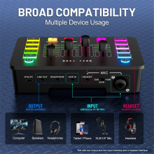 Placa de som Mixer de áudio Interface recarregável com