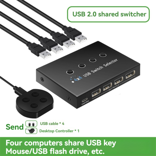 4 ind/ud KVM USB 2.0 Switch Hub Adapter Printer Splitter 2