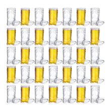 36 Pieces 1 OZ Clear Cowboy Glasses Mini Boot Shot