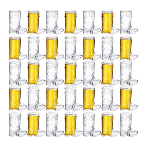 36 Pieces 1 OZ Clear Cowboy Glasses Mini Boot Shot