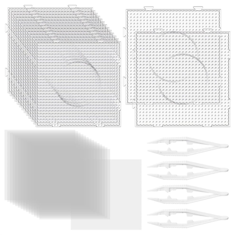 34 Pcs 5Mm Fuse Beads Boards Set Clear Bead Pegboa 4851430221796