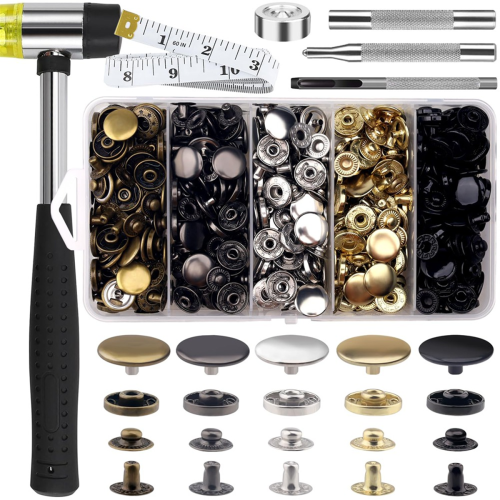506 stuks drukknopenset, 15 mm leren set, knoop 1