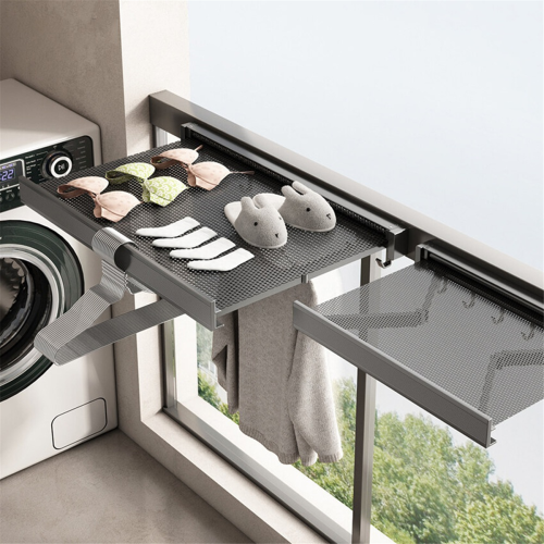 Wall Mounted Folding Storage Shelf, Aluminum Alloy 2
