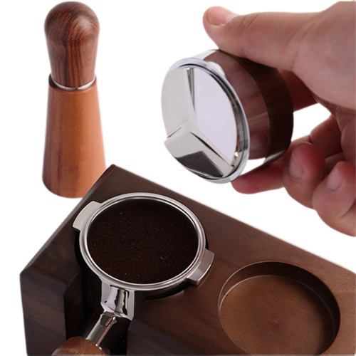 58.5mm Coffee Tamper Distributor Tool Walnut Cover 2