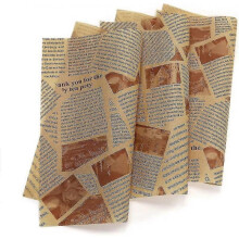 100 Pieces Of Oil Proof And Oil Absorption Baking Wrapping Paper English Newspaper Pad Paper Brown Yellow 25x25cm