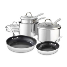 Good Food in Partnership with Tower Tri-Ply 5 Piece Cookware Set with Saucepans with Tempered Glass Lids, Frying Pans GF900276