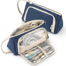 (Dark blue) Pencil Case Girls Pencil Case Large Capacity Teenager Pencil Case