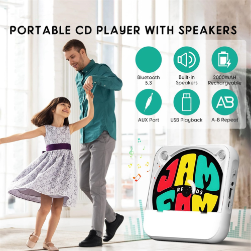 Portable CD Player with Bluetooth, Rechargeable Pl 2