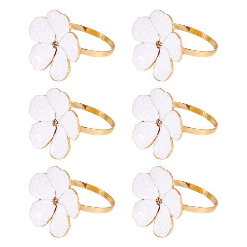 Lot de 6 ronds de serviette en forme de fleur, porte-boucles florales Dini 2