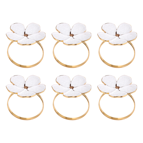 Lot de 6 ronds de serviette en forme de fleur, porte-boucles florales Dini 1