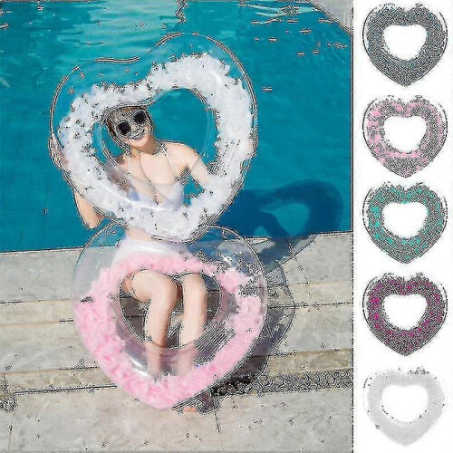 Full Transparency Water Ring Swimming Ring with Heart-shape Inflatable for Adult 1