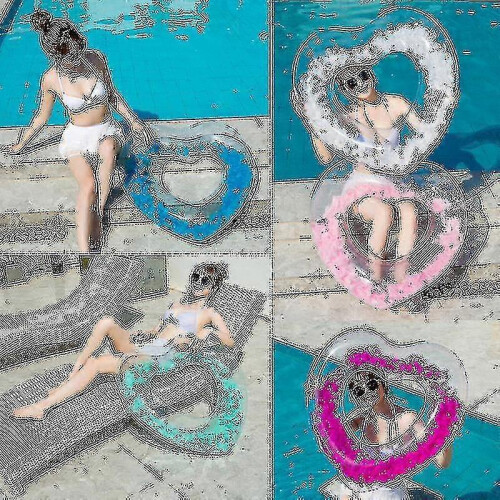Full Transparency Water Ring Swimming Ring with Heart-shape Inflatable for Adult 2
