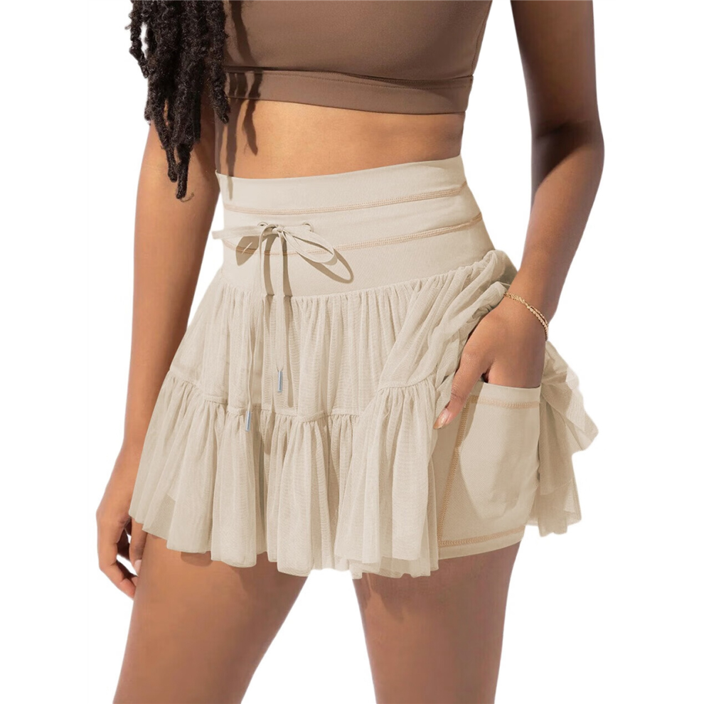 Jupe plissée à volants taille haute pour femme, couleur M