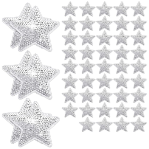 50 Pcs Star Sequins Sew Iron on Applique Embroider