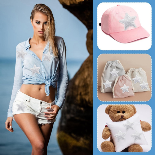 50 Pcs Star Sequins Sew Iron on Applique Embroider 2