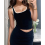 Womens Summer Square Neck Ribbed Slim Fitted Spagh 10