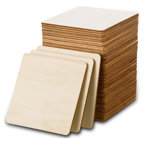 80 Pcs Unfinished Wood Pieces 4x4Inch Blank Square