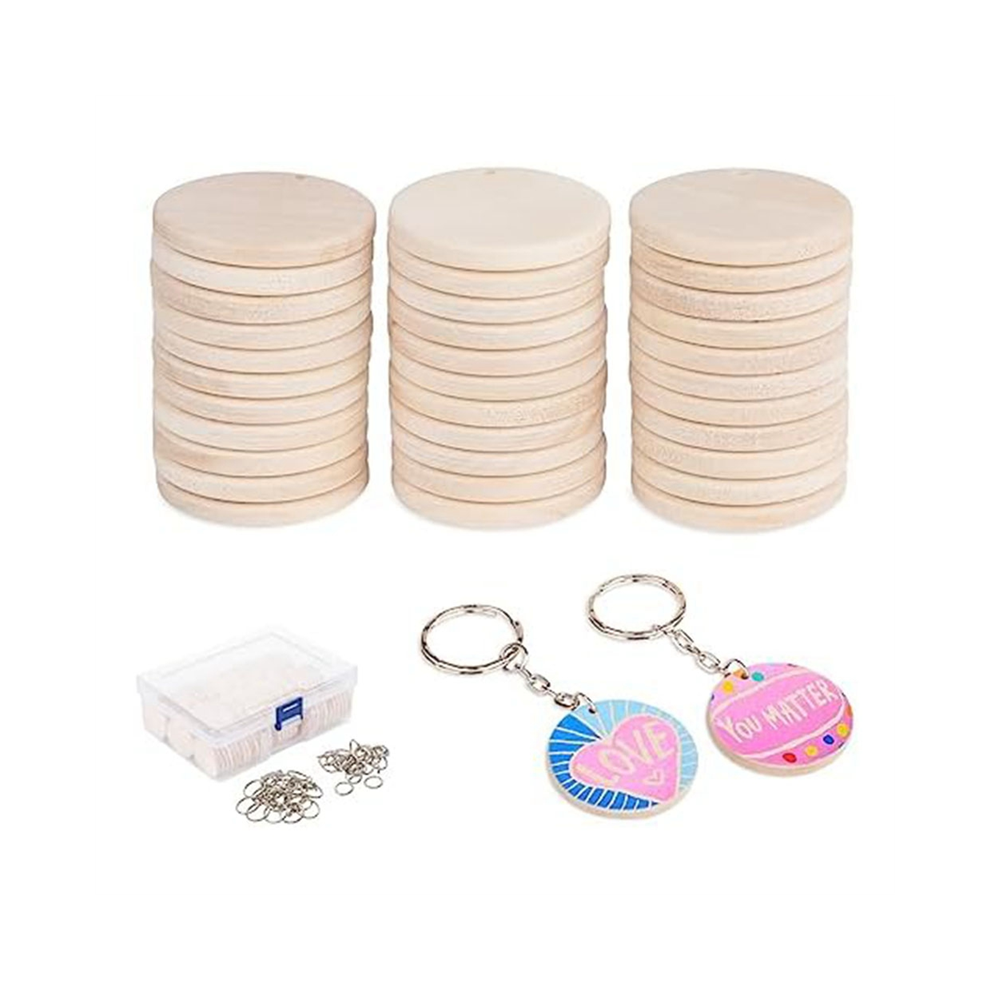 100 StüCk Holzkreise Zum Basteln, 3,5 Cm, Unbehandelt-image