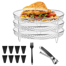 Suporte para fritadeira a ar, desidratador redondo de 3 camadas empilhável
