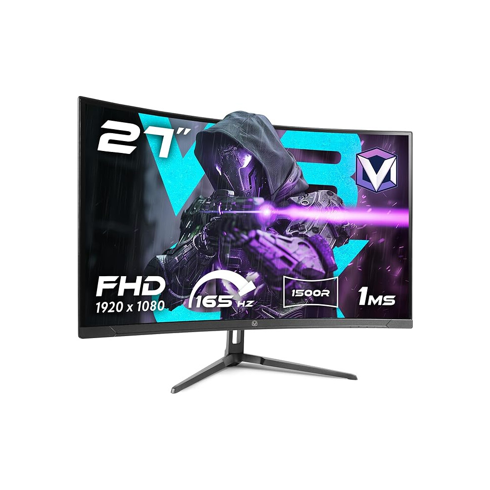 Vibox Gaming Vibox 27 Inch, 165Hz Curved Gaming Monitor - Fhd 1080P Resolution, 1Ms, Adaptive Sync, Hdmi & Displaypor