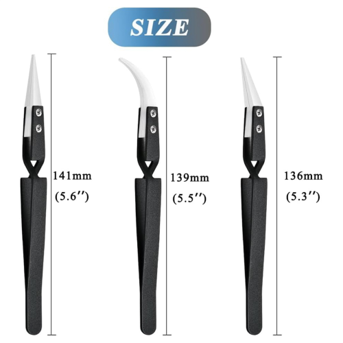 3 kpl Precision Ceramic -pinsetit käänteisillä päillä, suorat 2