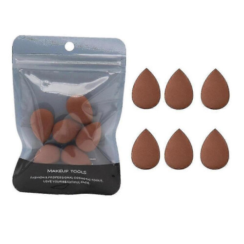 (Coffee) Micro Mini Make Up Beauty Sponge Blender For Powder Foundation Application 6pcs
