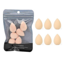 (Nude) Micro Mini Make Up Beauty Sponge Blender For Powder Foundation Application 6pcs