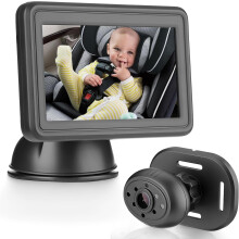 Baby Car Camera GEARCELL 4.3" HD 1080P Display, Night Vision, Wide View Angle, Headrest Mount for Rear-Facing Seats