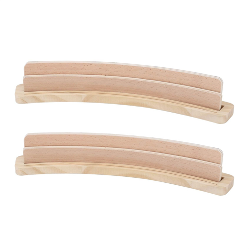 2-pack böjd trä spelkortshållare, bricka och ställ