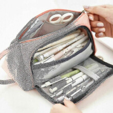 (Pink) Students Pencil Case Boys Girls School Stationery Bag Large Capacity Pen Pouch