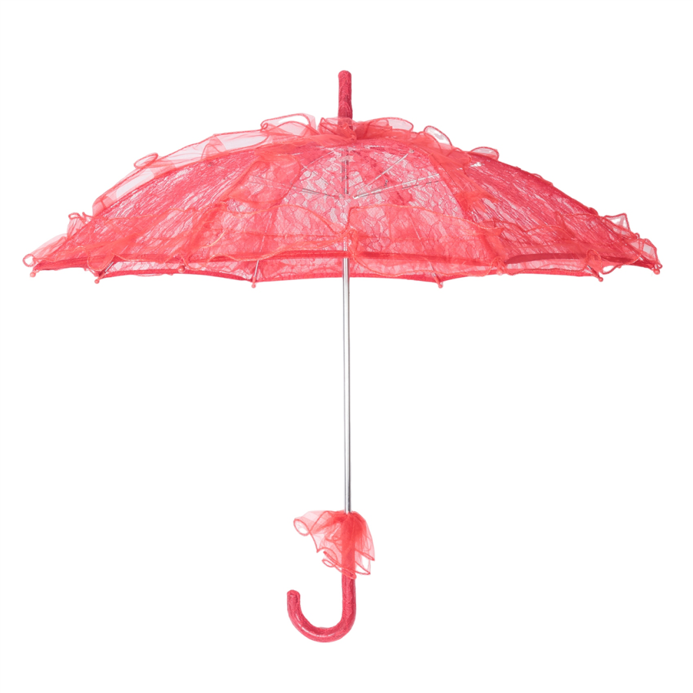 Ombrellone Da Sposa In Pizzo Con Fiori, Rosso