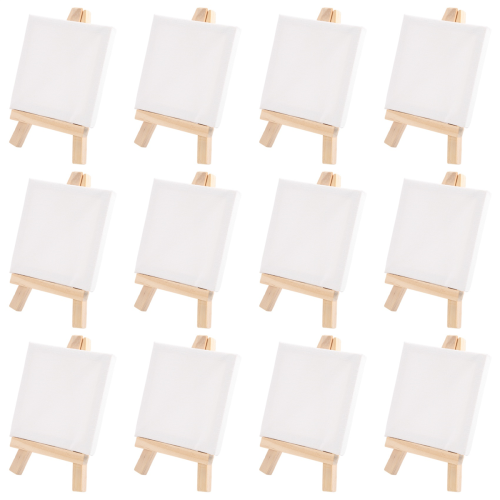 Conjunto de pintura para artistas, tela mini de 3 polegadas x 3 polegadas e 5 cavaletes 2