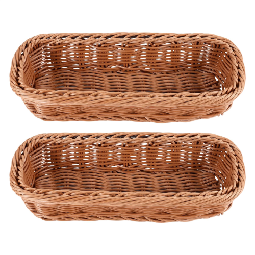 Cesta de plástico de vime 2 peças retangular para talheres 1