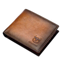Monedero doble de cuero antirrobo con RFID para hombre