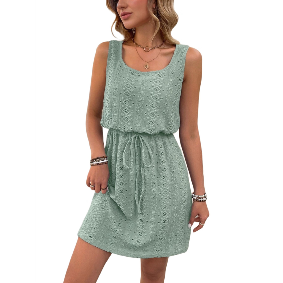 Mini Abito Da Donna Con Coulisse E Texture Traforata