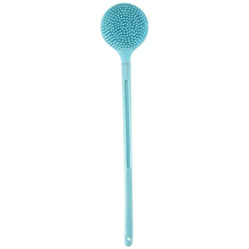 Escova de banho dupla face de silicone com cabo longo