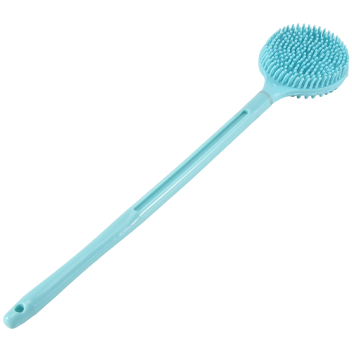 Escova de banho dupla face de silicone com cabo longo 2