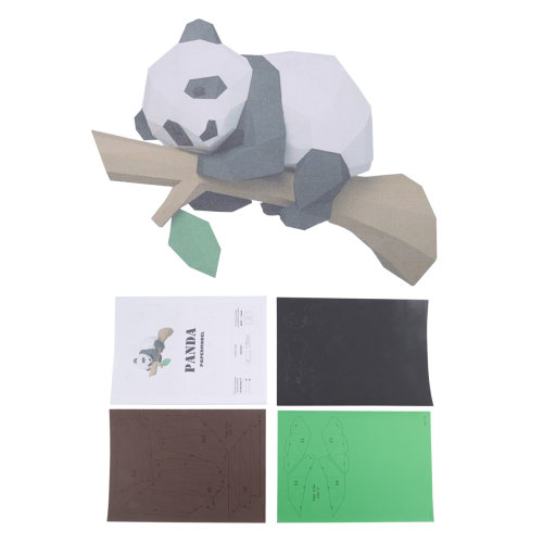 Modelo de papel animal 3D, panda na árvore geométrica