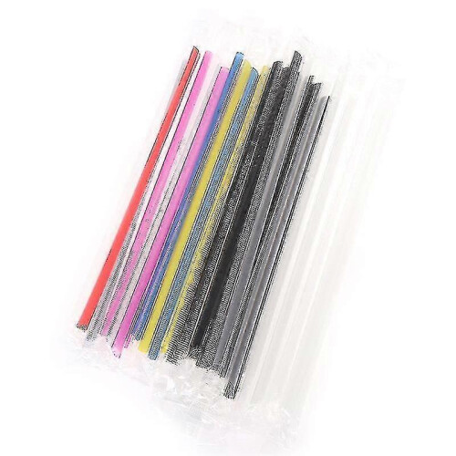 (Multi-color) 100pc Clear Individually Wrapped Drinking Pp Straws Drinks Straws Party Supplies A 2