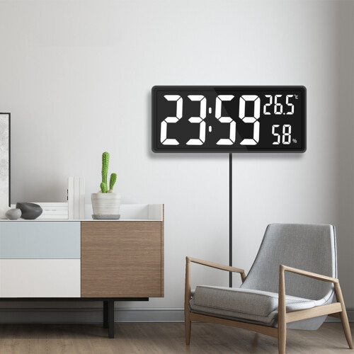 LED digitale wandklok, grote cijfers, binnen 2