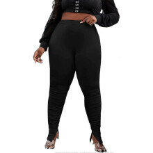 (L, Style1) Women's High Waist Skinny Stacked Leggings Pants Split Flare Pants S-3xl